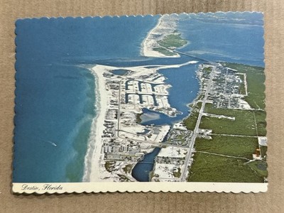 Postcard Destin FL Florida Beach Bridge Aerial View Vintage PC