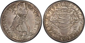 HUNGARY TRANSYLVANIA Thaler 1591 Sigismund Bathory Taler RARE PCGS MS61
