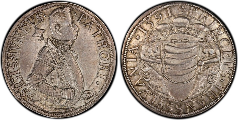 HUNGARY TRANSYLVANIA Thaler 1591 Sigismund Bathory Taler RARE PCGS MS61
