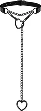 2PCS Black Choker Necklace for Women Leather Chokers Collar and Leash Set Got...