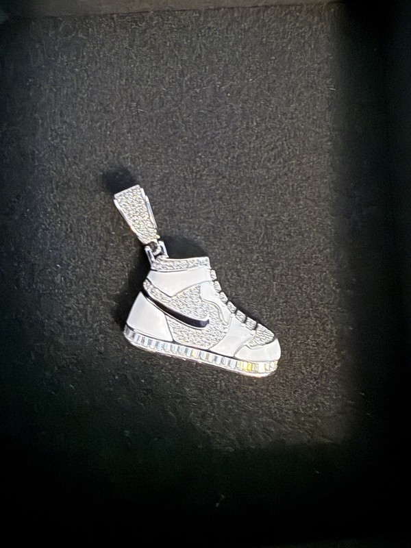 Air Foce 1  Jordan 925 Silver & Moissanite White Shoe Charm Pendant