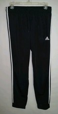 Adidas Joggers Track Pants 3 Stripe Elastic Waist Medium Black