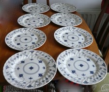 Churchill Finlandia Denmark blue white dinner plates x 8 unused set service