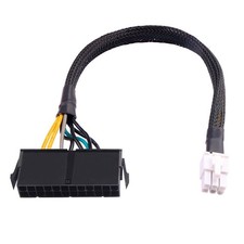 30cm Braided 18AWG ATX PSU Power Adapter 24Pin to 6Pin Square Connector