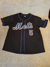 Mens New York Mets David Wright Jersey 5 Black LARGE - Polyester- READ