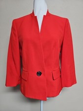 BLACK LABEL EVAN PICONE Women's Blazer 3/4 Sleeve V-Neck Orange Color.Size 8 