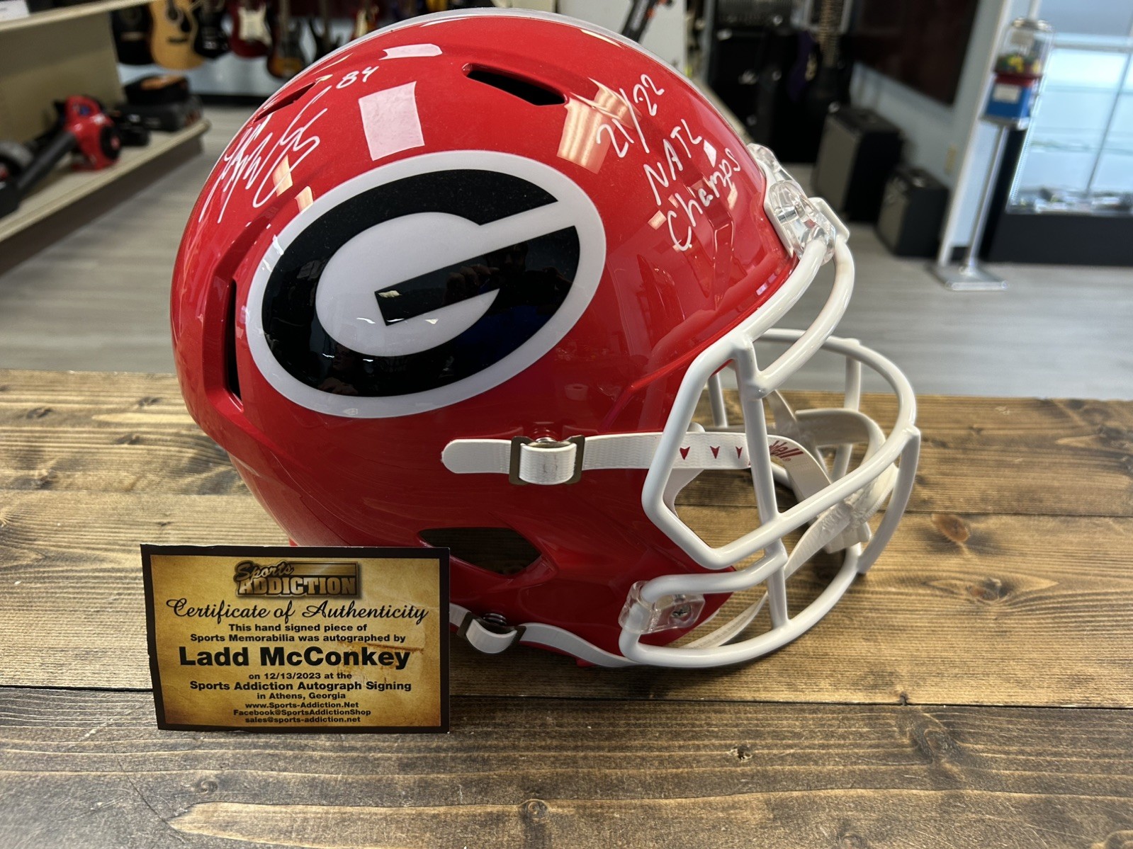 Ladd McConkey Autographed Signed Georgia Bulldogs Replica Helmet 21/22 Natl Champs 