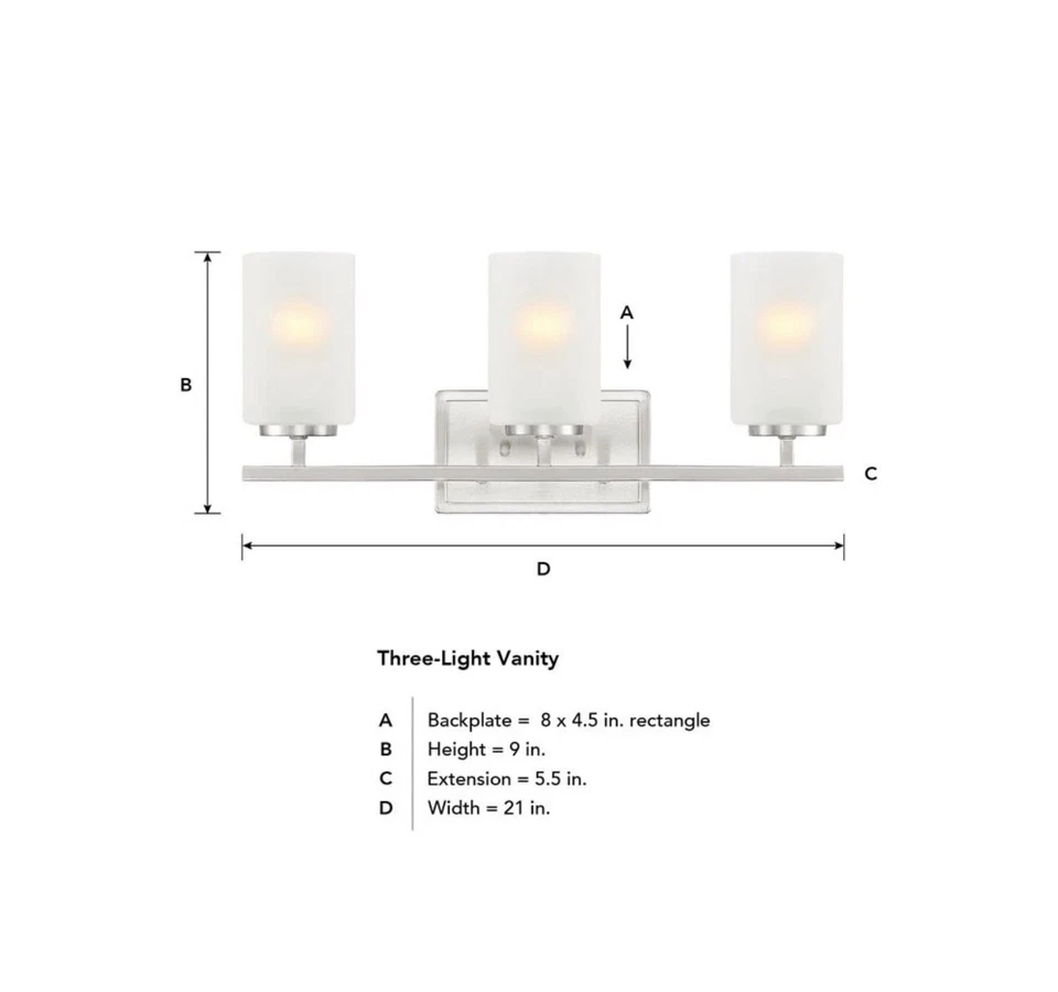 Designers Fountain D239M-3B Carmine 3 灯 21 英寸宽浴室梳妆台 - 黑色 — 第 2/4 张图片
