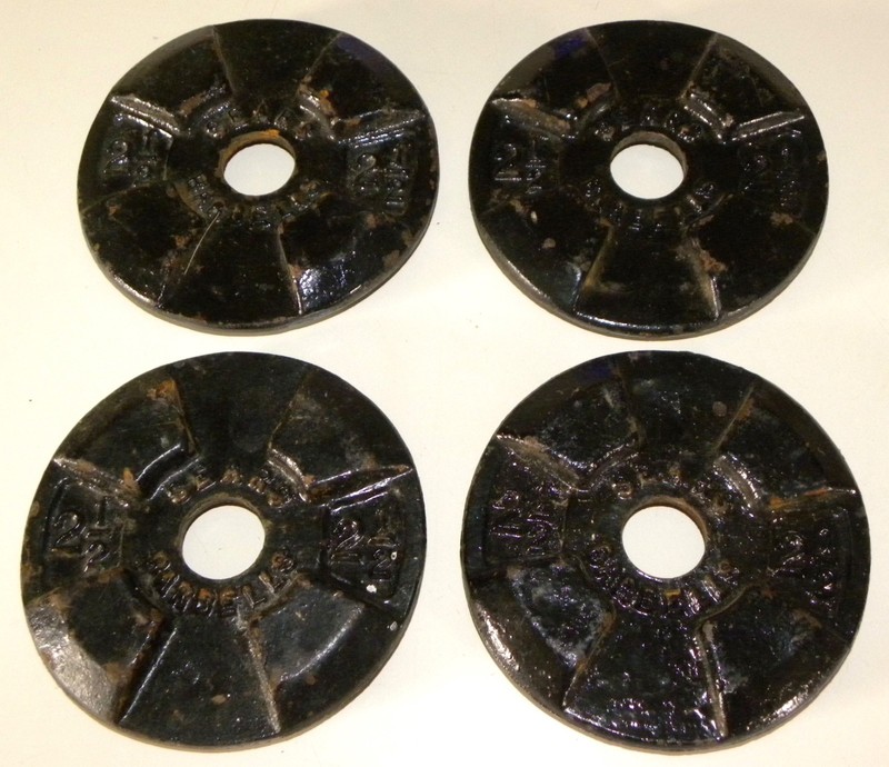 Vintage Sears & Roebuck Co. Stackable Barbell Standard Plate Weights ~ 4x 2½ lbs