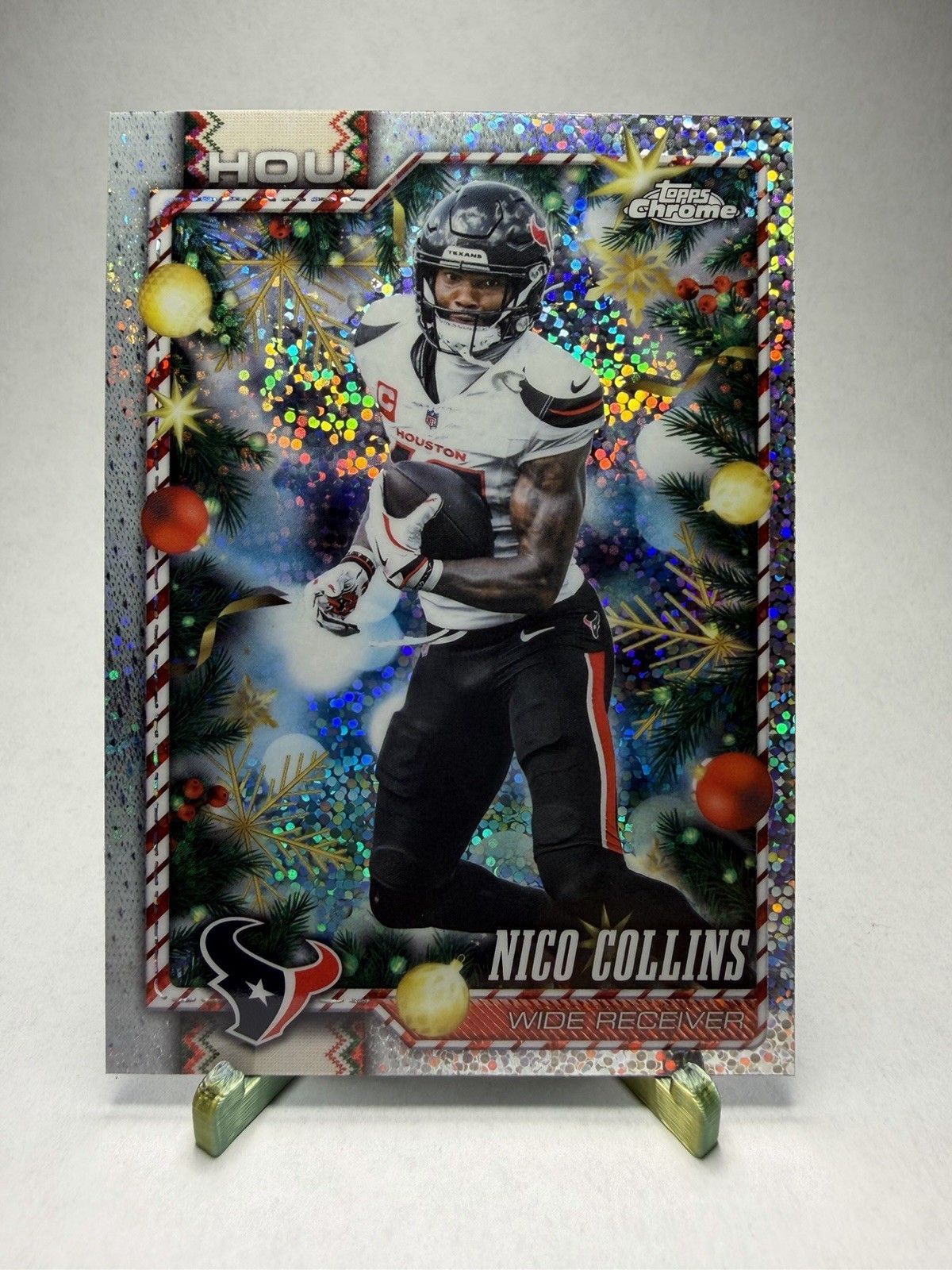 2026 Topps Chrome NFL Football Holiday Nico Collins Snowflake Refractor Texans