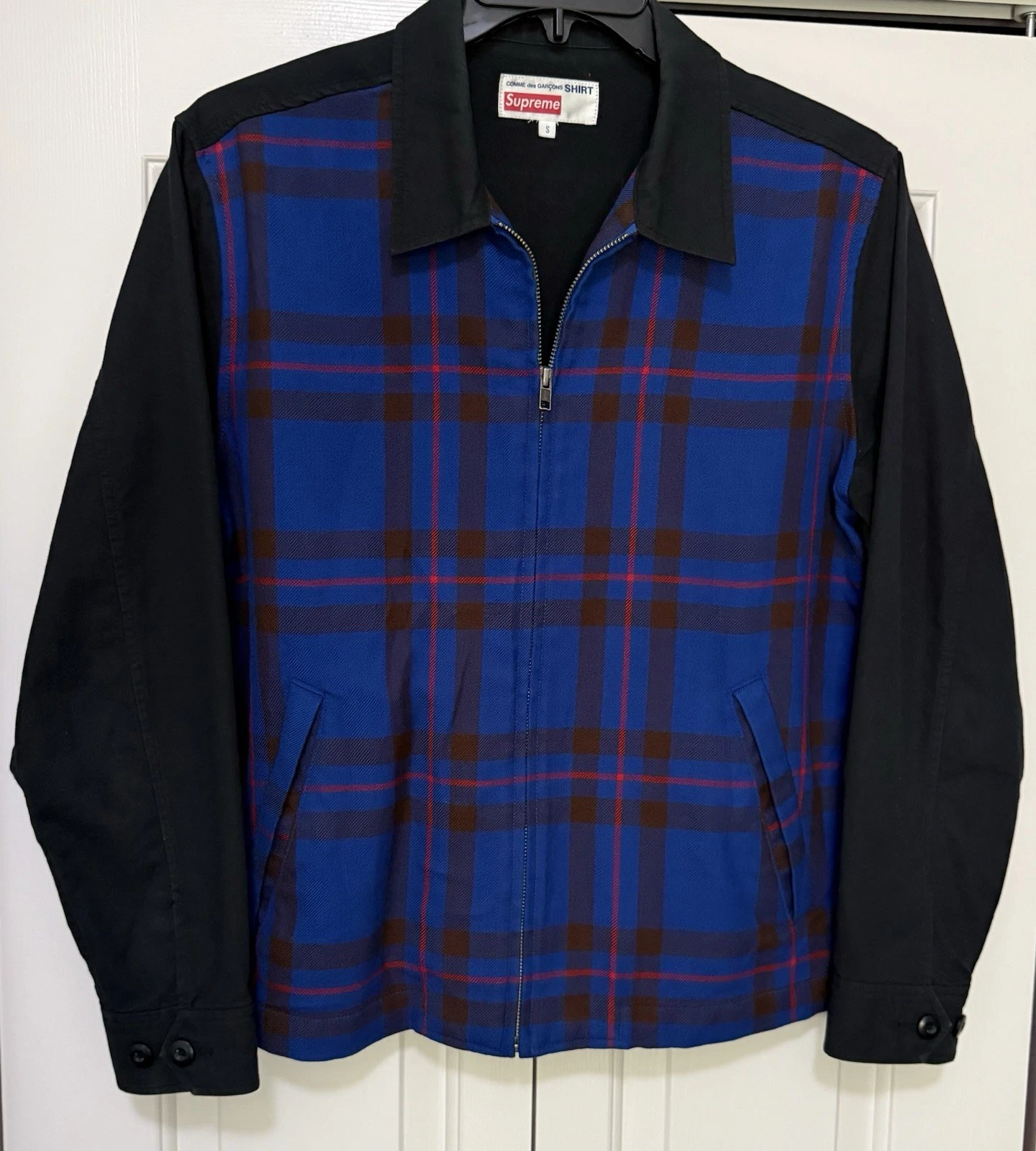 Veste de travail homme Supreme x Comme Des Garcons CDG 15   16 petit plaid bleu noir
