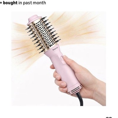 Bopcal 2in Travel Brush Dryer Dual Voltage Ionic Ceramic Swivel Cord Rose