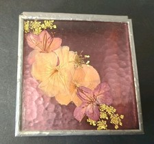 Vintage Rose Pink Leaded Glass Mirrored Base Trinket Box