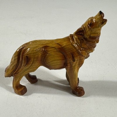 Ebros Howling Gray Wolf Faux Wood Figurines 3.5'' tall x 4'' wide