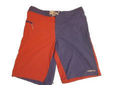 Patagonia Mens Board Shorts Size 31 Red Blue Colorblock Swim Trunks Surf