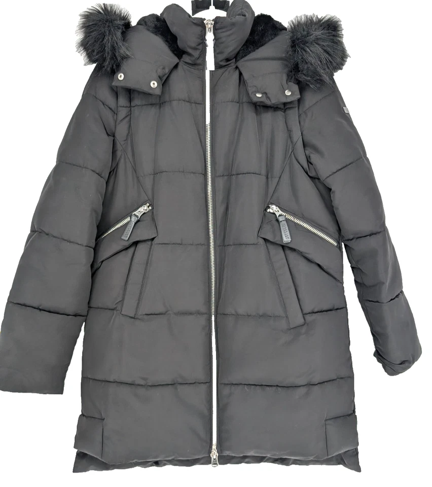Derek Lam 10 Crosby Mujer Negro Convertible Puffer Parka A Chaleco Abrigo Capucha Med Foto 3 de 4