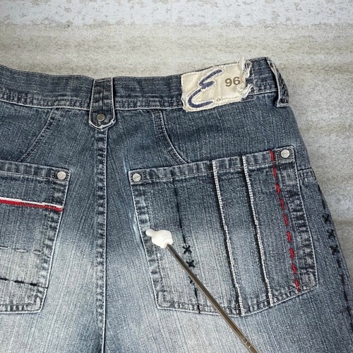 Vintage Skater Wide Leg Jeans 32x32 Enyce Dark Wash Baggy Denim Embroidered Y2K - Picture 6 of 9