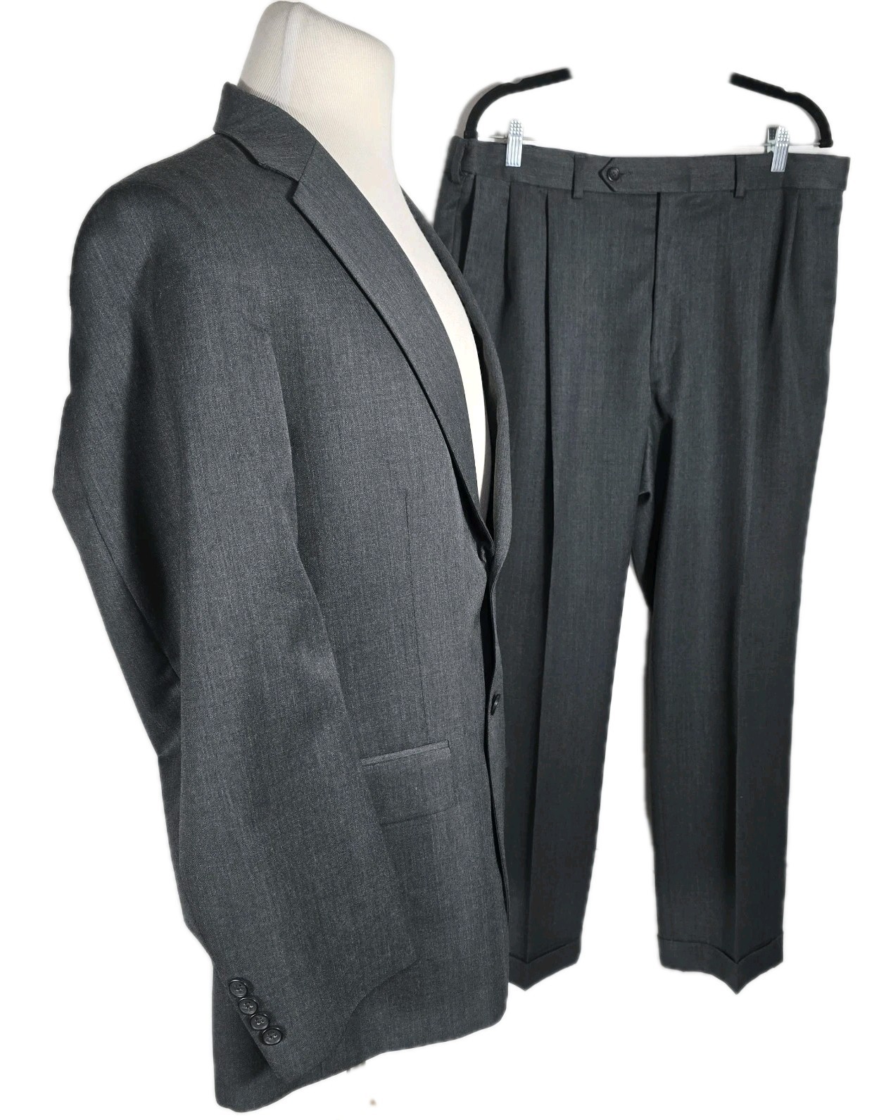 Dockers Mens 42R Dark Gray Poly Wool Lt.Weight Suit B65