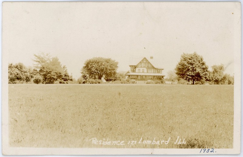 Vintage 1926 RPPC "Home Sweet Home" Half-Timbered Prairie Mansion in Lombard IL