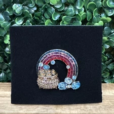 EUC! Heidi Daus RARE Pot of Gold Sparkling Rainbow Brooch Pin