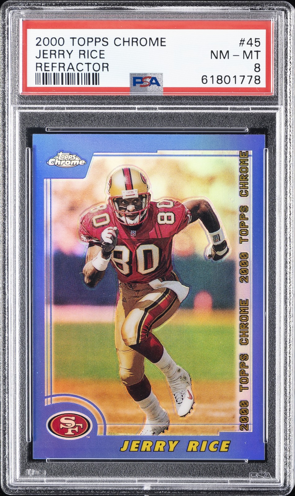 2000 TOPPS CHROME REFRACTOR #45 JERRY RICE PSA 8