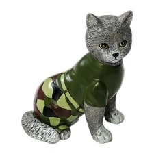Hamilton Collection Leatherneck Purr-Ide Cat Paws Salute USMC Marine Figurine