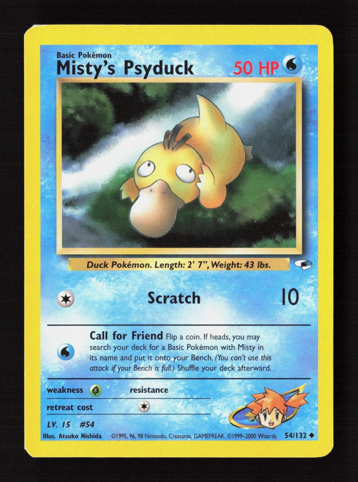 Misty's Psyduck 54/132 Uncommon Gym Heroes Pokemon Unlimited Moderately Played