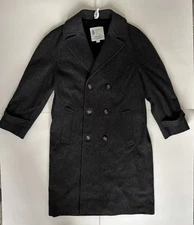 London Fog Womens 100% Wool Coat Gray 40 Reg Double Breasted Long Classic