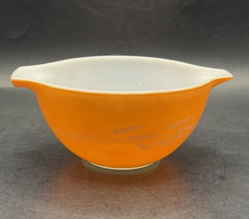 Vintage MCM Pyrex Autumn Harvest Wheat Nesting Mixing Bowl 750 ml Orange #441