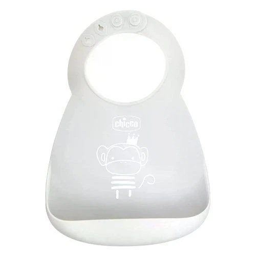 Chicco Ergonomic Bib with Pocket Grey Crumb Collectors