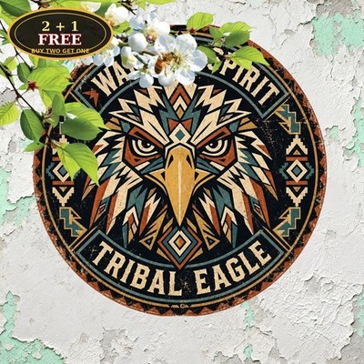 Ancient Aztec Tribal Totem Sign Round Mythology Metal Wall Decor