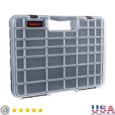 Portable Tool Organizer W/ 55 Compartments Lockable Storage Case Hardware Crafts