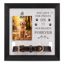 Pet Memorial Picture Frame with Collar Holder, Dog Cat Loss Remembrance Keeps...