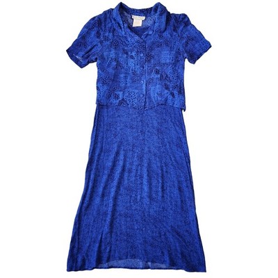 Miss Dorby Petites Dress Womens 10P Blue Floral Vtg 90s Retro Chic Phoebe  Buffay | eBay