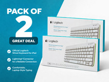 Pack of 2 - Logitech Wired Keyboard Lightning Connector for iPad -US Seller