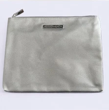 ZO Skin Health Silver Cosmetic Bag – Shiny Zip Pouch | NWT