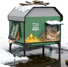 Heated Outdoor Cat House for Winter: Insulated with Heating Pad, Indestructible