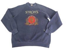 Vintage Stroh  s Beer Pullover Graphic Print Sweatshirt Vtg 80's Flaws Worn
