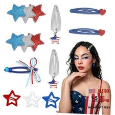 10PCS Star Hair Clips 4th of July Snap Hair Clips Non Slip Independence Blue