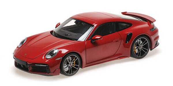 Minichamps Porsche 911 992 Turbo S Coupe 2021 Sport Design Rot 1:18 Modellauto L-image