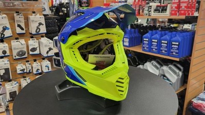 LS2 Adult's Gate Launch Dirt Bike Helmet Blue/HiViz Size XS- 437G-1151