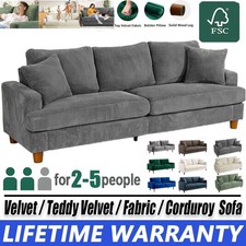 3 / 4 Seater Corduroy Sofa Modern Sofa Couch Seats Settee with 2 Throw Pillows