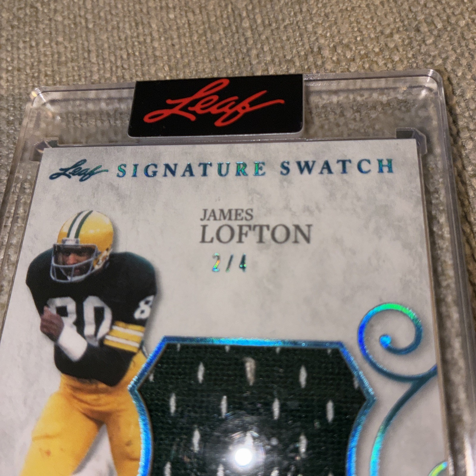James Lofton “CHEESEHEAD” 2/4  Swatch Auto Patch Leaf Spectacular SS-JL1 HOF view 3