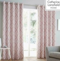 Catherine Lansfield Aztec Blush Eyelet Lined Curtains 66 x 54  > BEST PRICE <