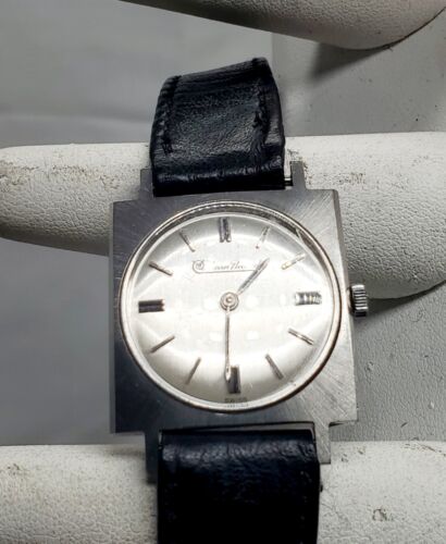 70's Lucien Piccard Square Manual Watch Men's Stainless Steel 83614 Windup Works - Picture 3 of 12