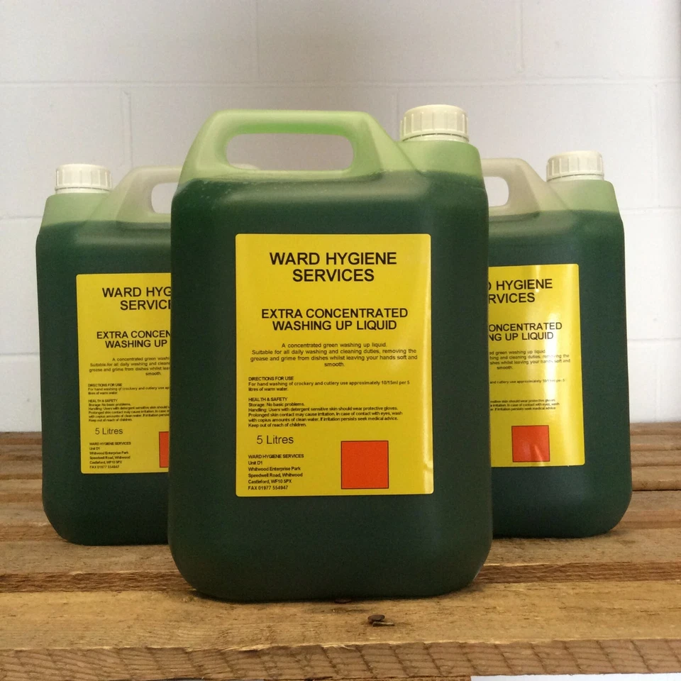 WARD HYGIENE SERVICES LTD. 2 x 5L Washing Up Liquid 30% Extra Concentrated Bulk Fill Joblot Job Lot Strong