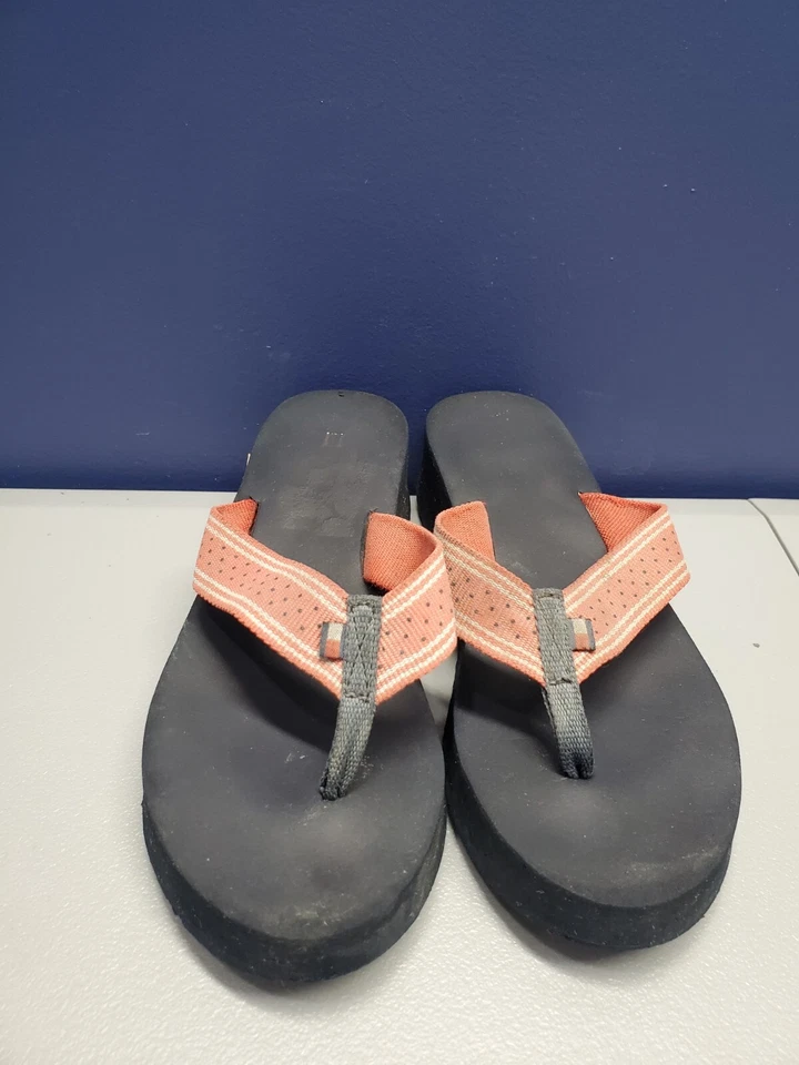 Sandálias tanga Tommy Hilfiger wedge flip flop feminina tamanho 6.5 sola de borracha azul marinho - Imagem 2 de 4