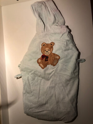 Bademantel Kinder 134/140 Blau  (hat einen rosanen fleck, siehe Foto) Bär Muster