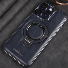 For iPhone 16 15 Plus 14 13 Pro 12 Metal Magnetic Shockproof Stand Case Cover