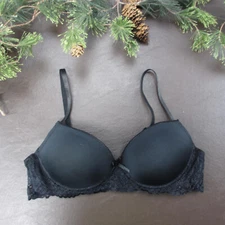 Felina Bra Size 34B Black Padded Underwire Adjustable Clasp Back